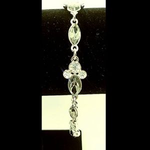 Silver Clear and Dark Gray Rhinestone Bracelet